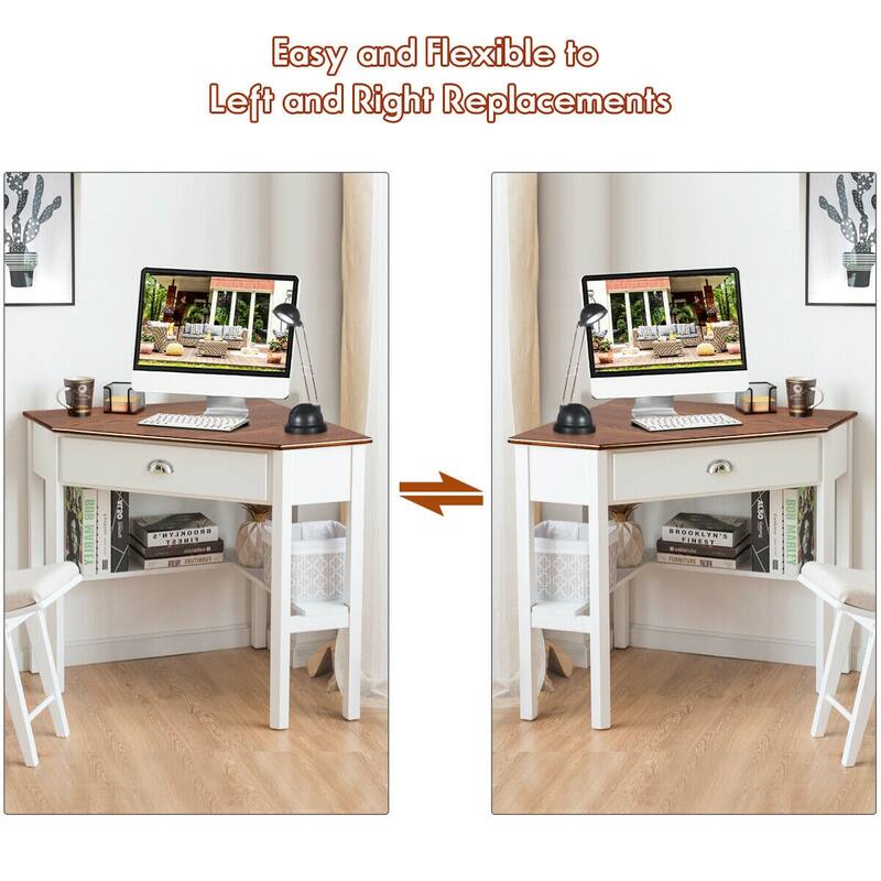 Gymax Corner Computer Desk Laptop Writing Table Workstation W/ Drawer