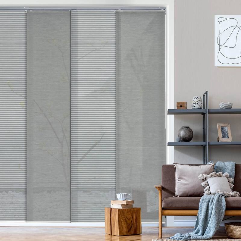 GoDear Design Natural Woven Adjustable Sliding Panel Track Blinds, Vertical Blinds, Cosmos Series, 45.8"- 86" W x 96" L