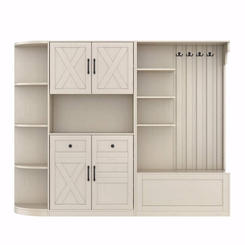 Multifunctional Left-Right Combination Hall Cabinet with Storage and 4 Hooks