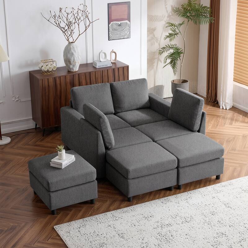 Erommy 6/7-Piece Modular Sectional Sofa – Reversible L-Shaped Couch with Hidden Storage, Space-Saving Living Room Furniture
