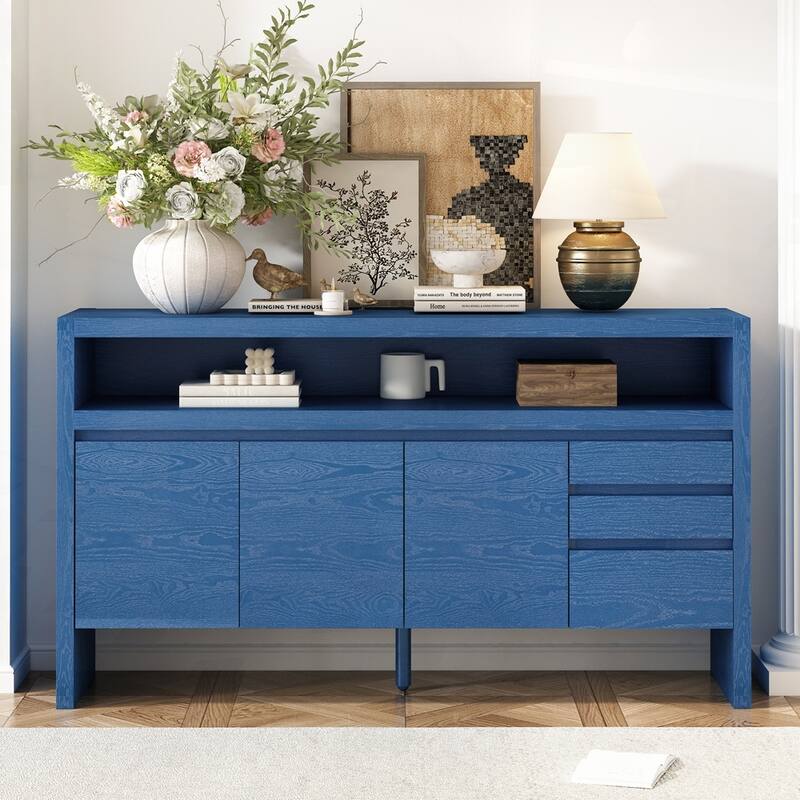 3-Door Sideboard with 3 Drawers - Navy Blue