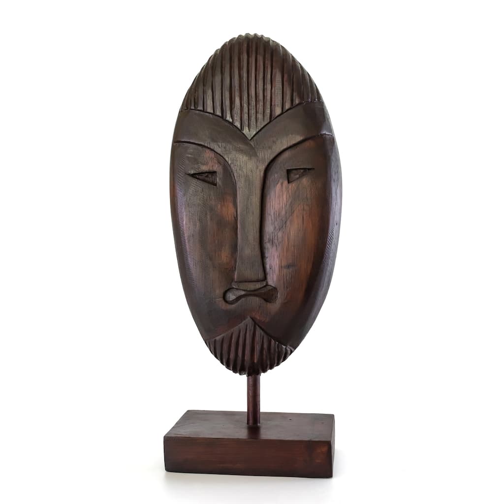 Handmade Wooden Primitive Tribal Statue Sculpture Tiki on Stand Handcrafted Unique Gift Art Home Decor Accent Figurine