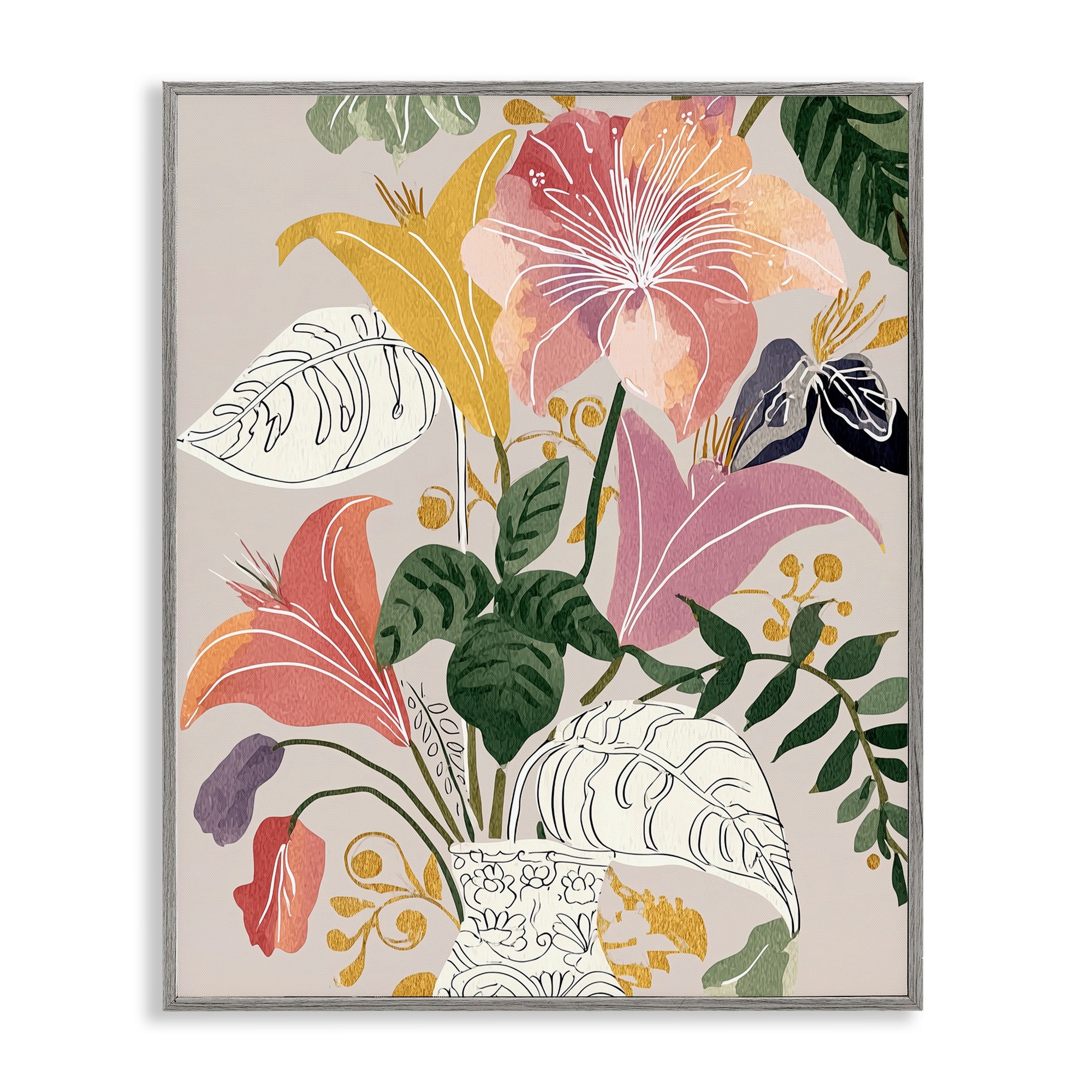 Stupell Playful Flower Bouquet Framed Giclee Art Design By Annabelle Hall