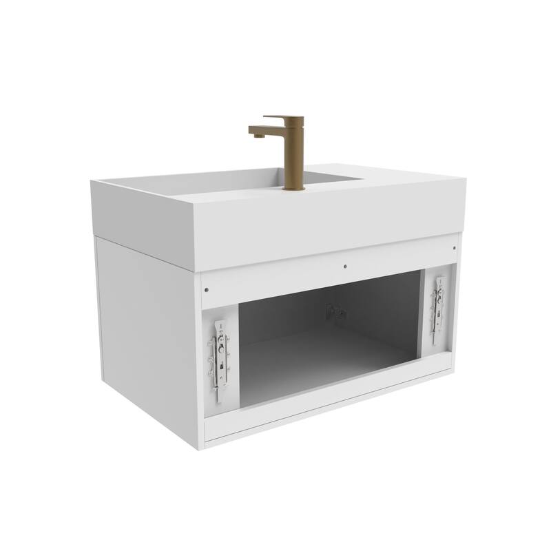 Amazon 30" Wall Mounted Bathroom Right Basin Vanity Set w/ White Top