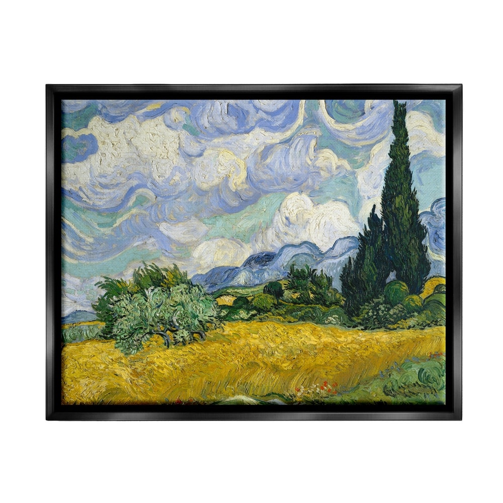 Stupell Van Gogh Wheat Field with Cypresses Post Impressionist Painting Floater Frame - Multi-Color