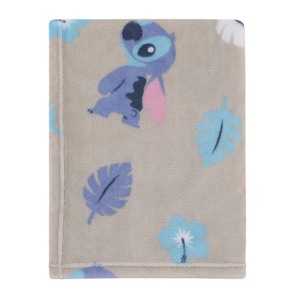 slide 2 of 4, Disney Stitch Gray, Blue, Aqua, and White Super Soft Plush Baby Blanket