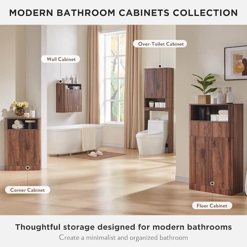 Modern Over The Toilet Storage Cabinet, Handle-Less Bathroom Cabinet - N/A