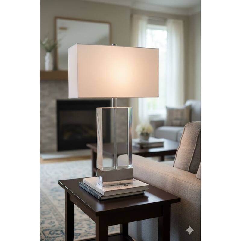 1 Light Table Lamp with Clear Crystal Base