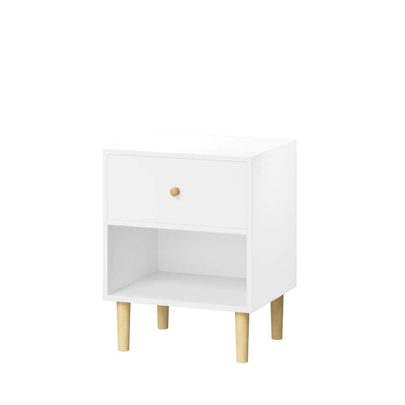 Wooden Nightstand With One Drawer One Shelf