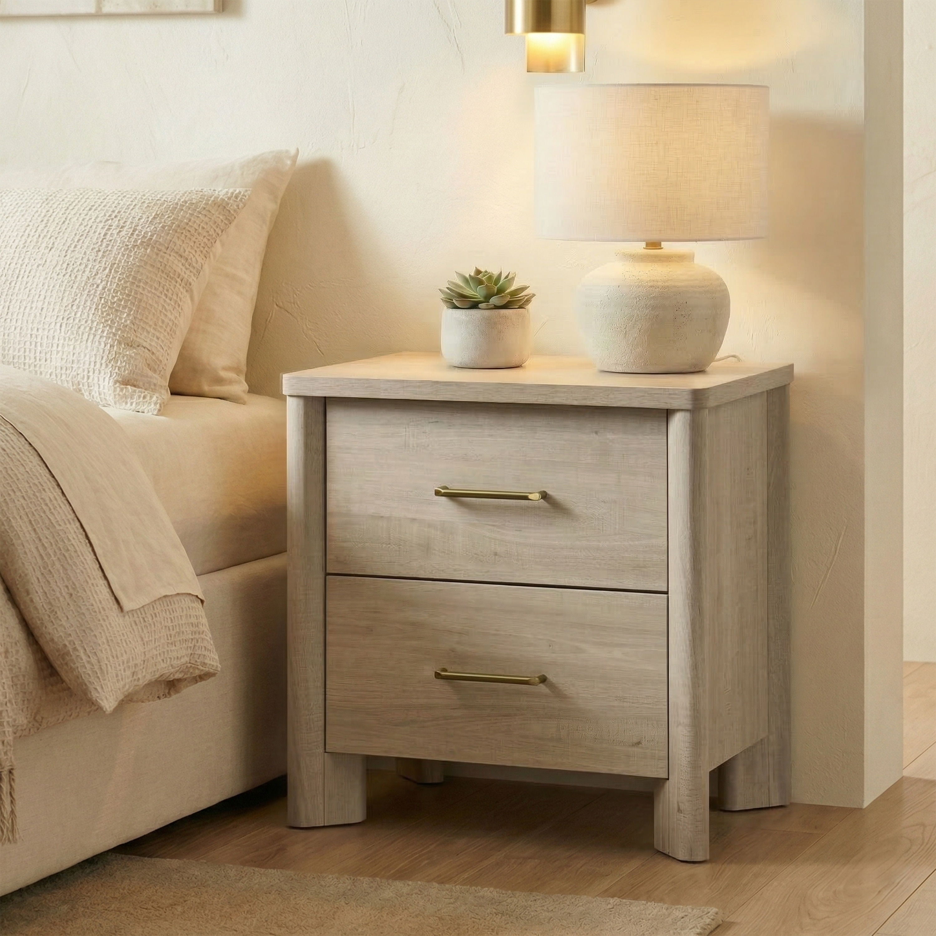 247 Shop At Home Sorel 2-Drawer Nightstand with USB Ports
