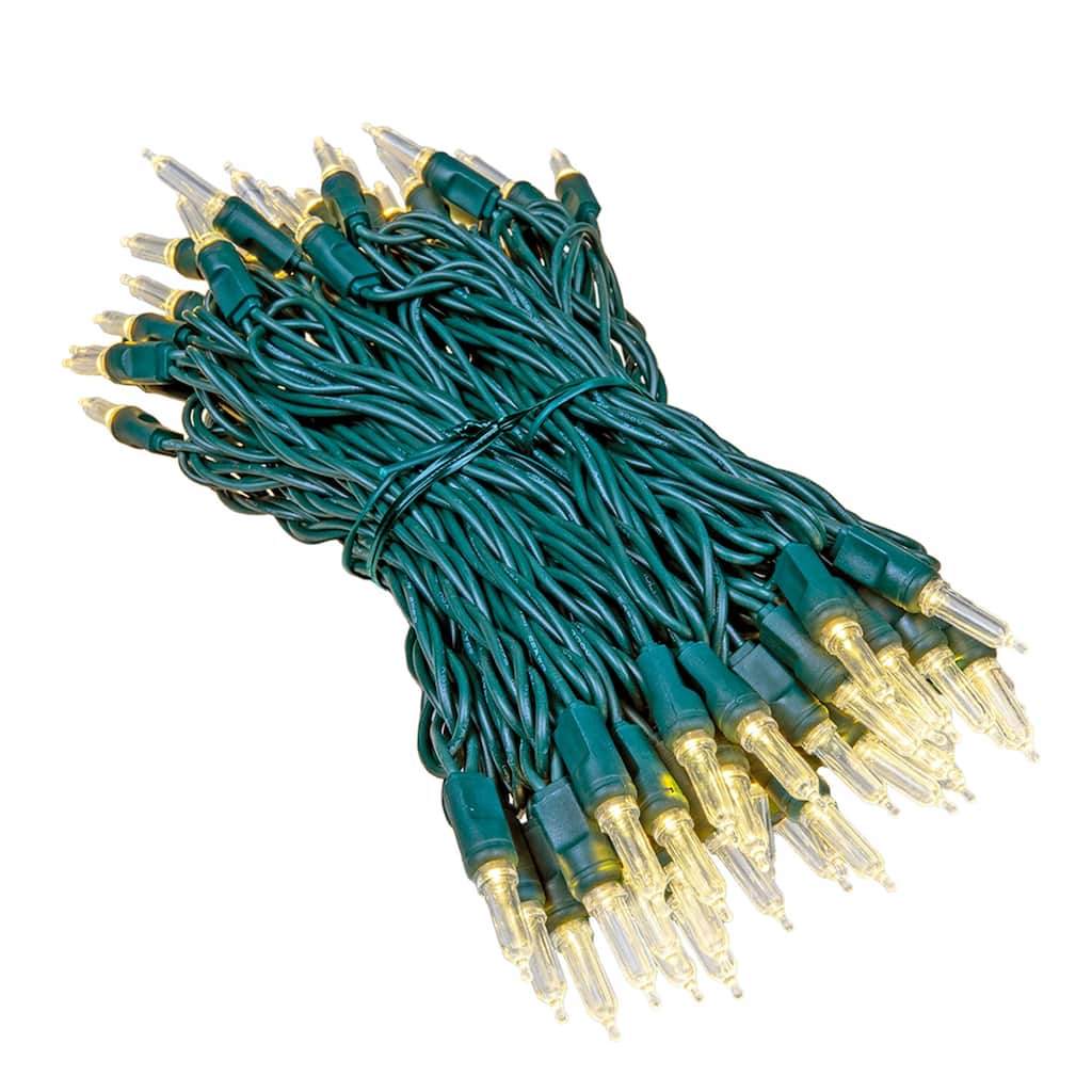 70 Light T5 LED Christmas Mini Light Set, Green Wire, 35' Long