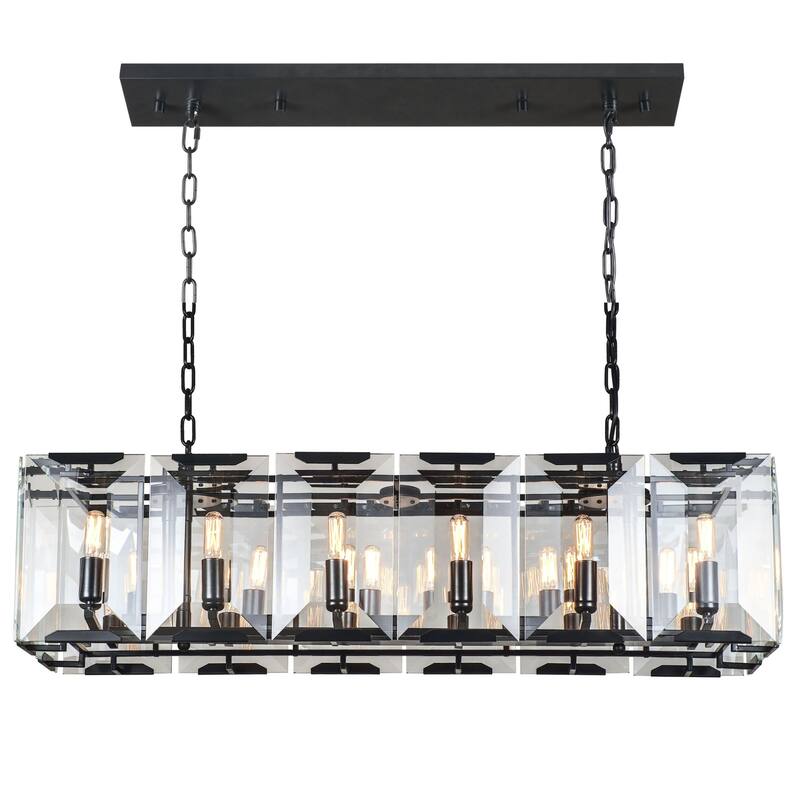 Elegant Lighting Monaco 12 Light 40" Wide Linear Style Chandelier with - Flat Black (Matte)