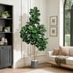 preview thumbnail 9 of 42, Artificial Fiddle Leaf Fig Tree with 48 Leaves in White Planter Pot, Faux Ficus Lyrata Plant for Home or Office Decor 6FT With Black Planter