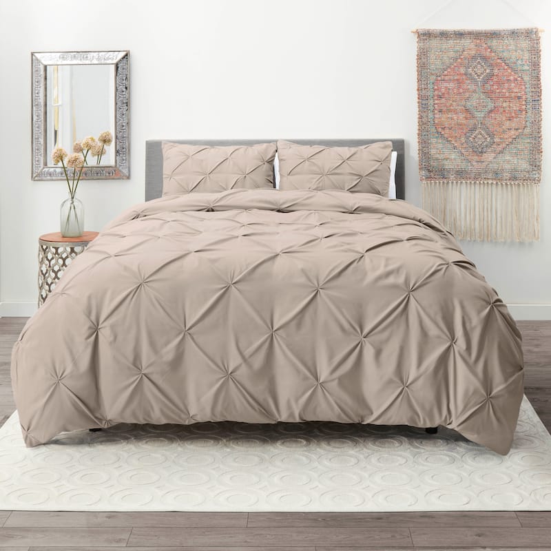 Nestl Pinch Pleat 3-piece Duvet Cover Set - Taupe - Full