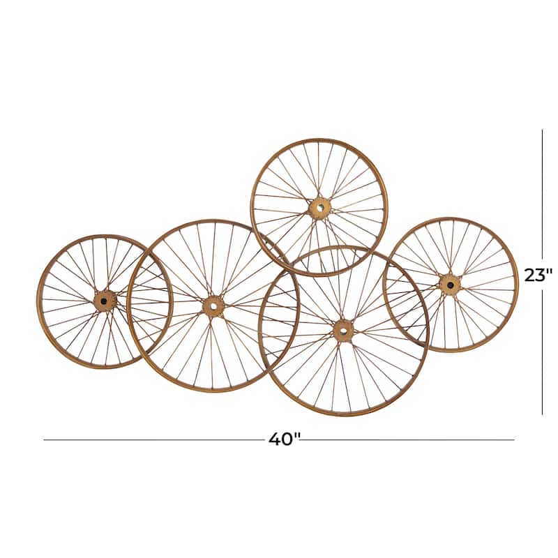 Copper Metal Eclectic Wheel Wall Decor