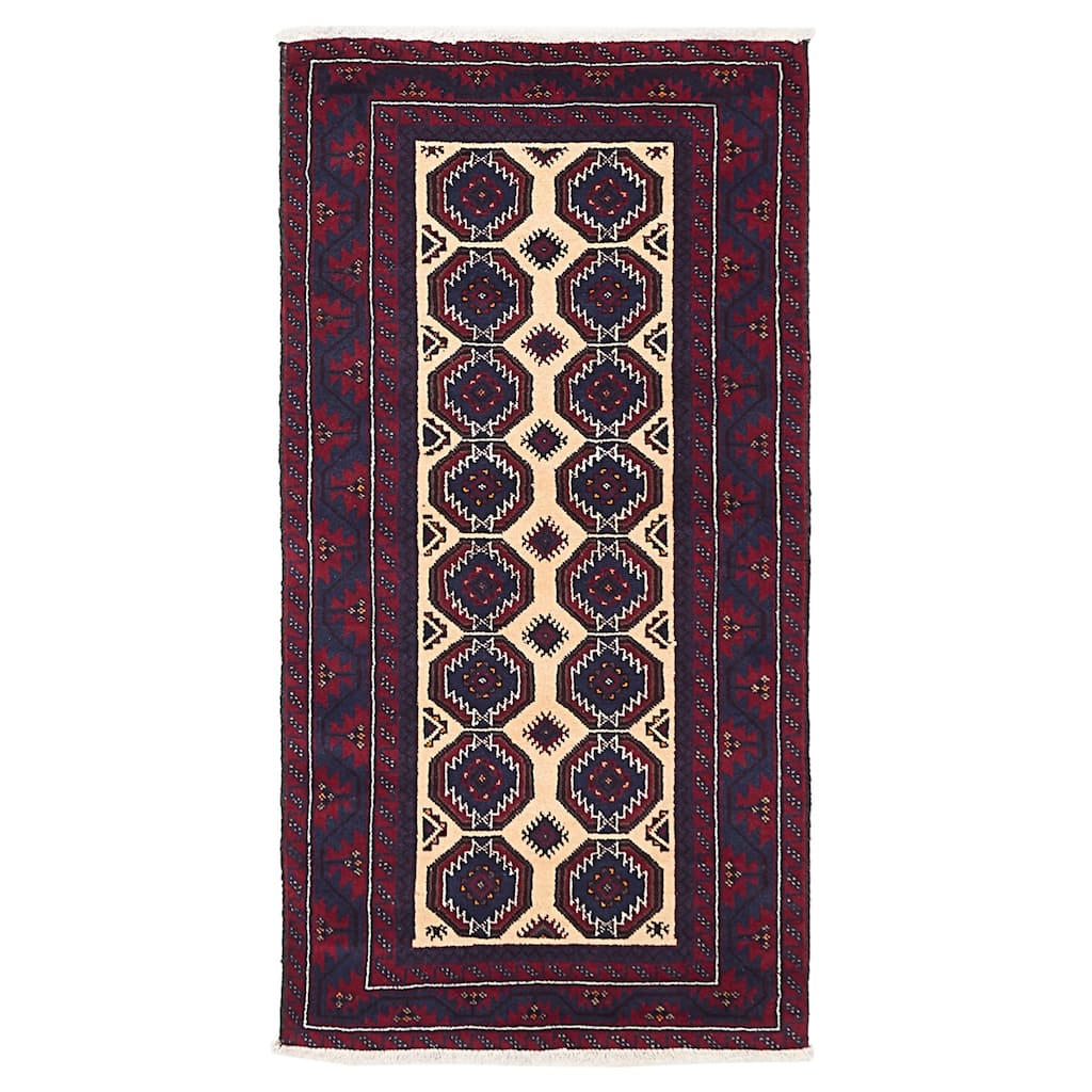 ECARPETGALLERY Hand-knotted Teimani Ivory, Red Wool Rug - 3'1 x 5'11