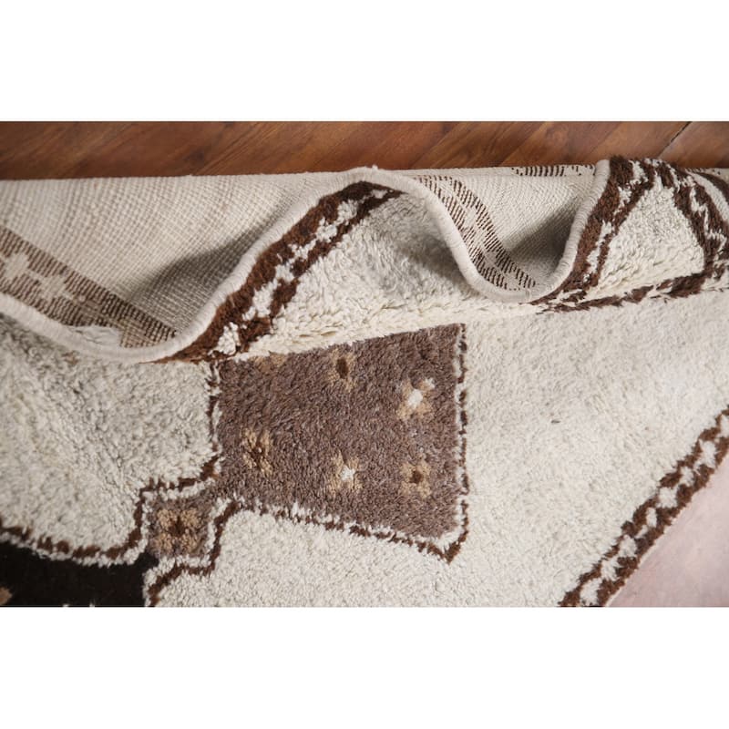 Plush Beige Turkish Anatolian Runner Rug Hand-knotted Wool Carpet - 3'7"x 11'2"