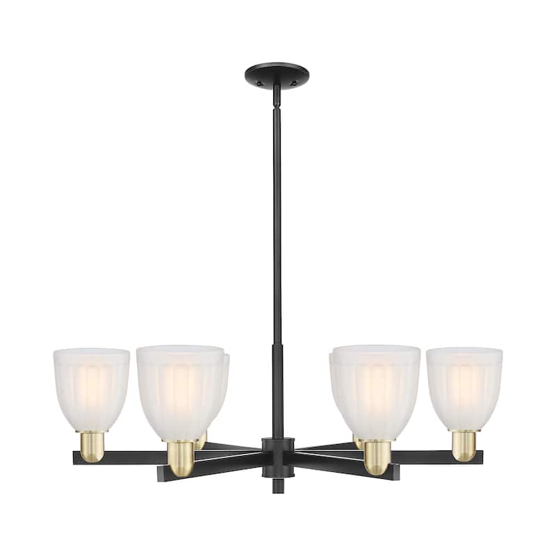 Innovations Lighting Endless Possibilities Arcadia - Brookfield - 6 Light 36" Stem Hung Chandelier - Black Antique Brass/White