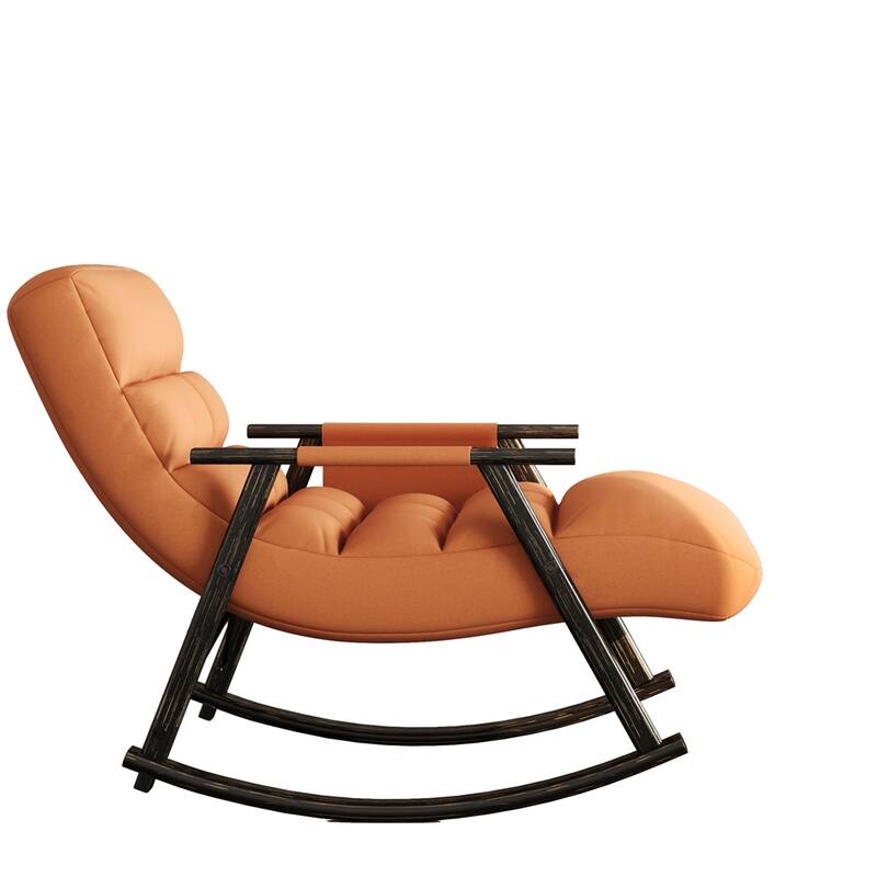 Folding Rocking Upholstered Chair with Adjustable Back and Footrest