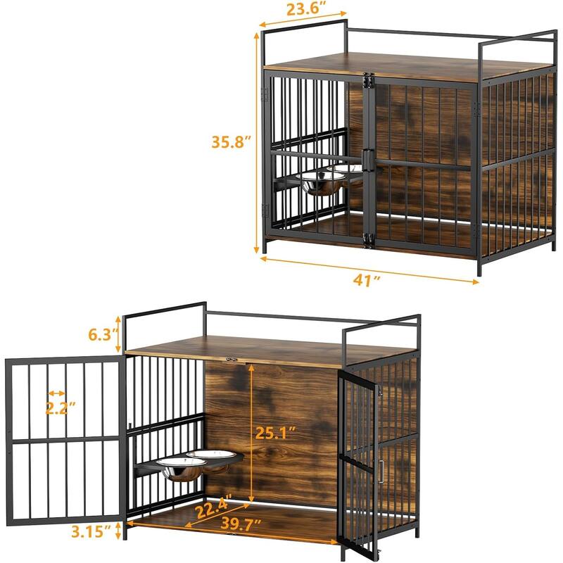 Indoor Dog Crate 41.0"W x 23.6"D x 35.8"H, Heavy Duty Sturdy for Large Dog