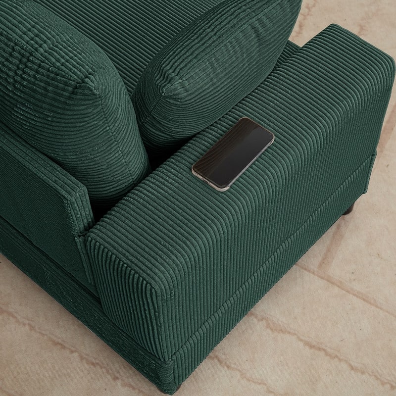 Mixoy Extra-Large Corduroy Upholstered Modular Sectional Sofa Set,Deep Seat Sleeper Chair with Ottoman - 2+1