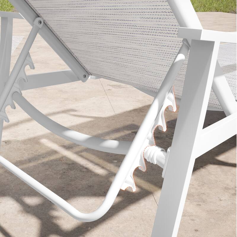 VredHom Outdoor Aluminum Adjustable Chaise Lounge (Set of 2)