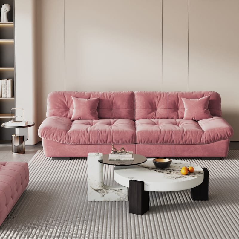 105'' Modern Sanded Velvet Cloud Loveseat Sofa Sectional Couch for Living Room