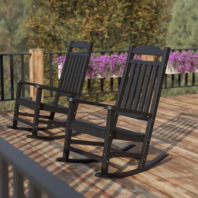 2 Pack All-Weather Faux Wood Rocking Chair - Patio and Yard Furniture