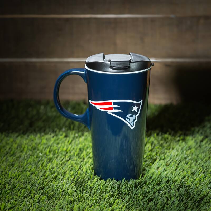 New England Patriots, 17 oz Ceramic Travel Latte Cup w/ Gift Box