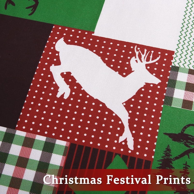 Christmas Reindeer Patchwork Duvet Cover and Pillow Shams Set, Bedding Set