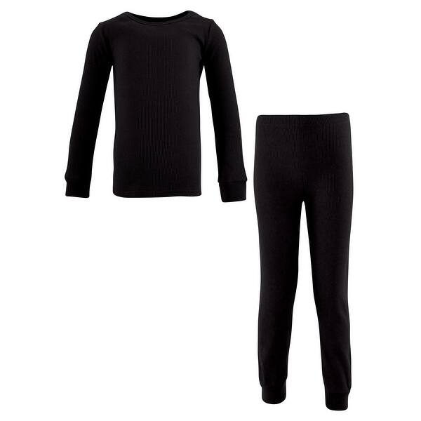 slide 1 of 1, Hudson Baby Thermal Long Underwear 2pc Set, Black 18-24 Months - Black