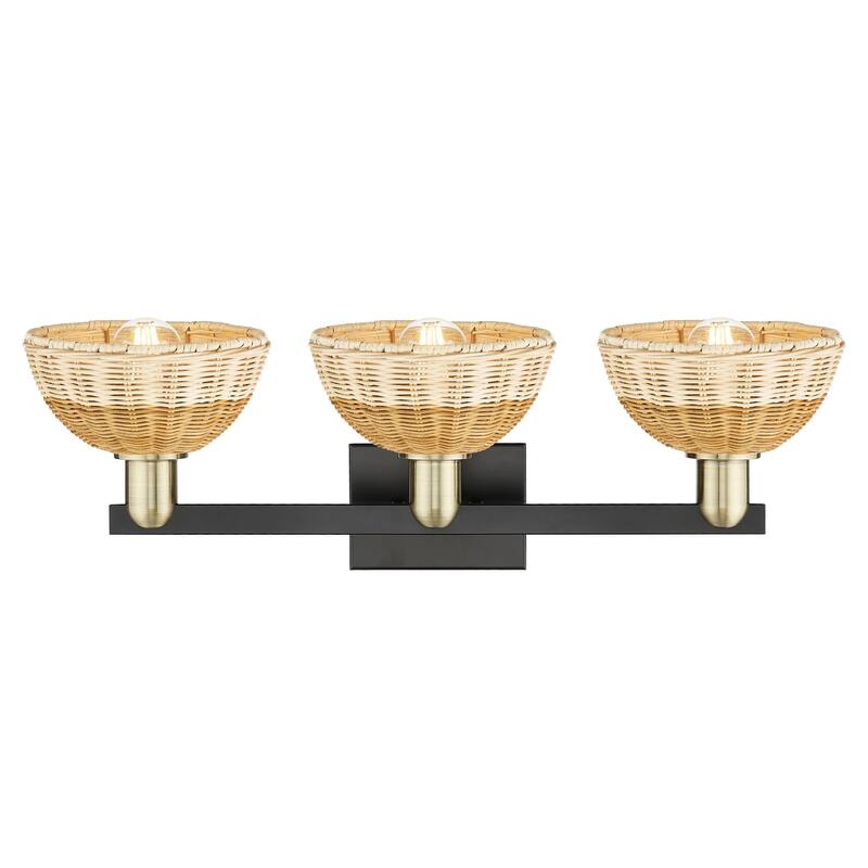 Innovations Lighting Downtown Urban - Natural Ballston Dome - 3 Light 26" Bath Vanity Light with Basketweave Shade