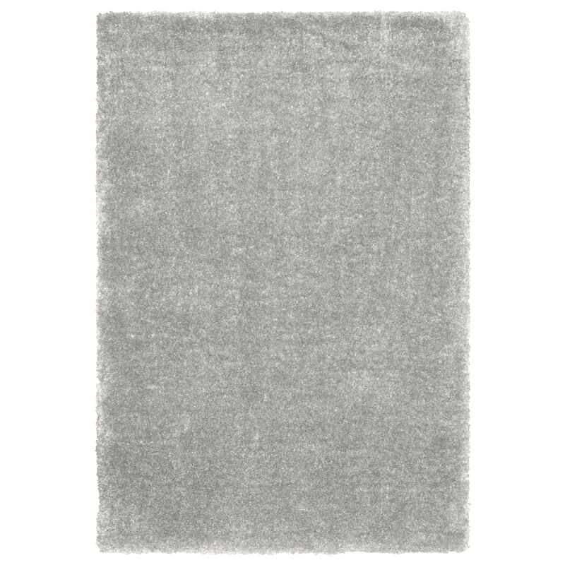 Hugo Plush Shag Solid Silver Area Rug - 5' 3" x 7' 6" - 5' 3" x 7' 6" - Rectangle