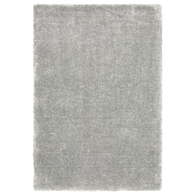 Hugo Plush Shag Solid Silver Area Rug - 5' 3" x 7' 6"