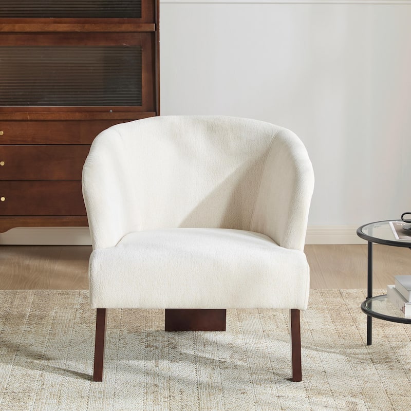 Modern Accent Chair with Round Back & Wooden Legs