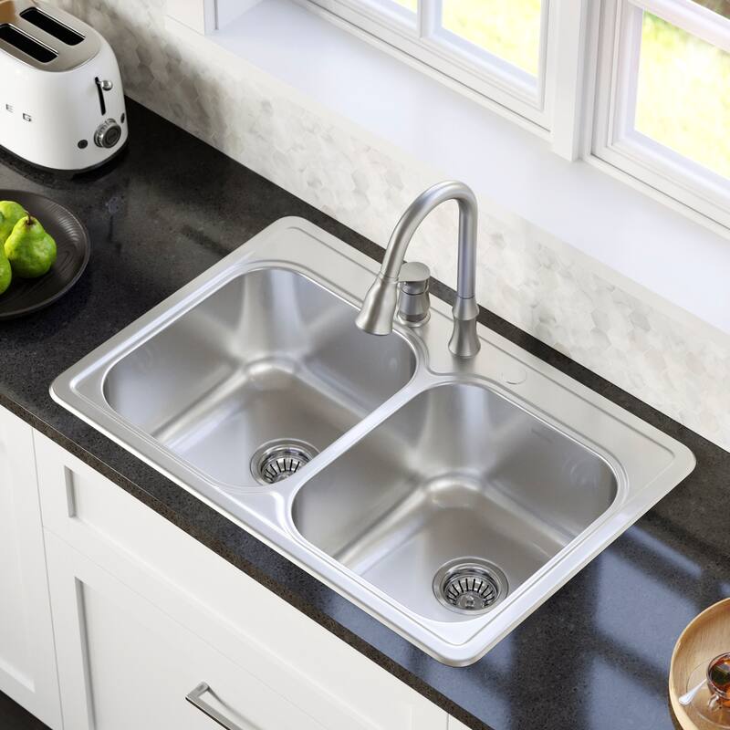 Karran USA PT35-PK1 Profile 33" Drop In Double Basin Stainless Steel