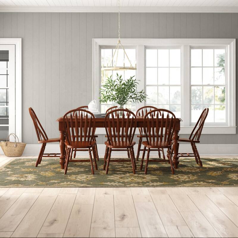 Extendable Dining Set - 8 Seater Rectangular Table & Chairs - Solid Wood Dining Room Set
