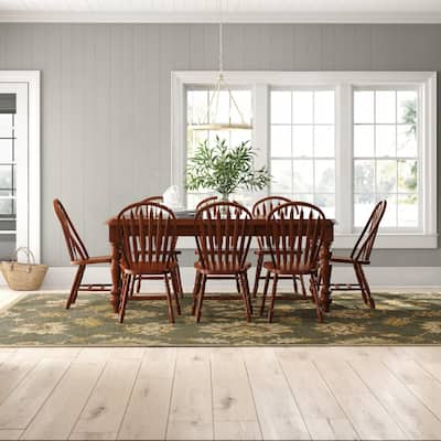 Extendable Dining Set - 8 Seater Rectangular Table & Chairs - Solid Wood Dining Room Set