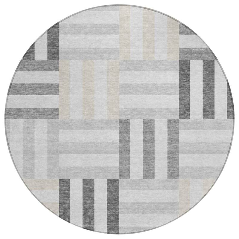 Machine Washable Indoor/ Outdoor Modern Hatch Chantille Rug