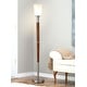 preview thumbnail 2 of 2, Manhattan Walnut Finish Wood/Glass Shade 72.5-inch H Torchier Floor Lamp Brushed Nickel