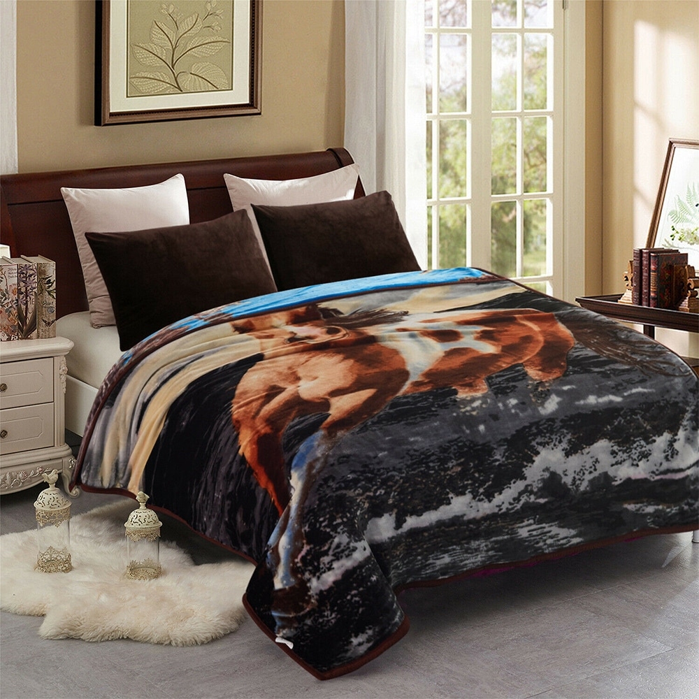 Leopard Borrego Blanket throw king size soft plush bedding Original new 