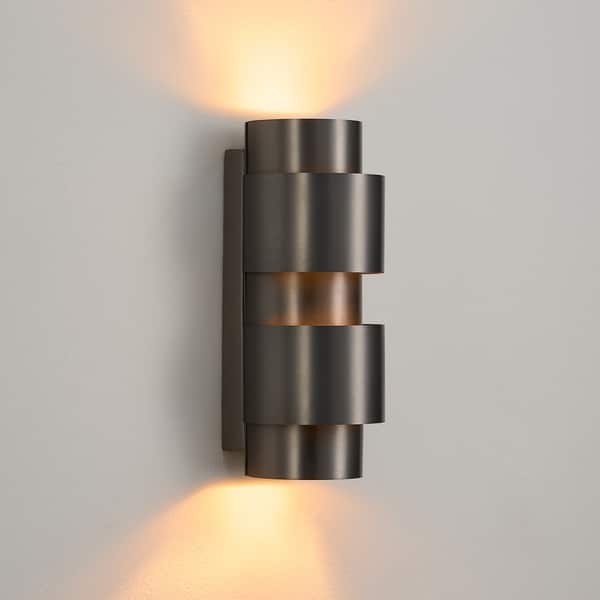 slide 2 of 2, 2 - Light Steel Flush Mounted Ring Wall Sconce Black