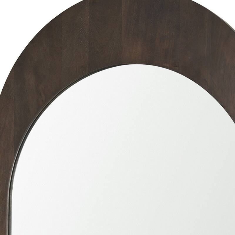 HomeRoots 48" Brown Solid Wood Arch Framed Accent Mirror - 30.00 in. x 48.00 in. x 1.00 in.