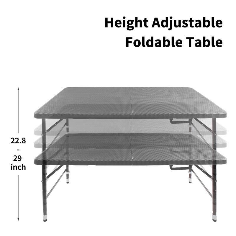 Rattan Folding Table for Indoor&Outdoor,Portable Foldable Table Rattan Plaited