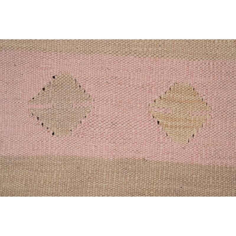 Hand Woven Oriental 100% Wool Carpet Southwestern Tribal Beige & Ivories Kilim Area Rug - 11' 11'' X 9' 1''