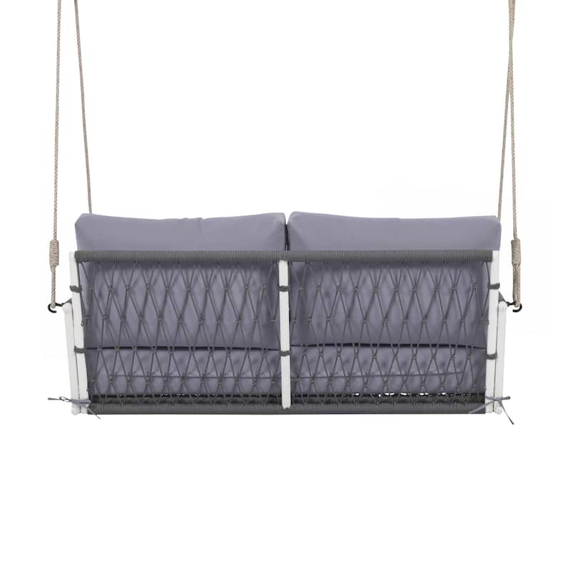 Woven Rope Outdoor Swing Sofa with Soft Cushions