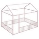preview thumbnail 19 of 22, Metal Full Size Floor Bed with Fence and Semi-enclosed House Roof