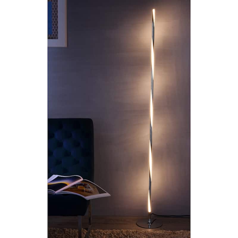Iris 63.75" LED Integrated Floor Lamp, Chrome by JONATHAN Y