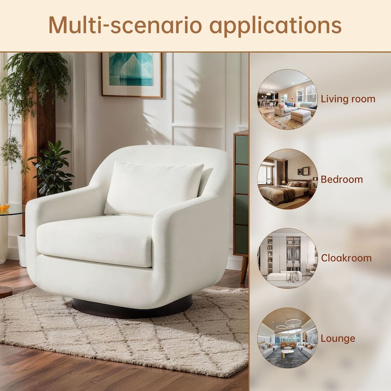 Miles Chenille Scandinavian Swivel Lounge Armchair