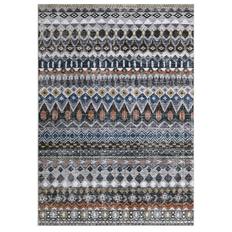 Garvee Boho Geo Low Pile Foldable Area Rug